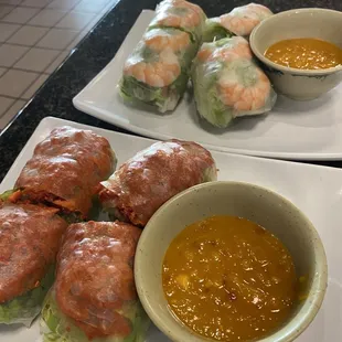 Pork spring rolls and shrimp spring rolls