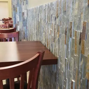 tables and chairs in a restaurant