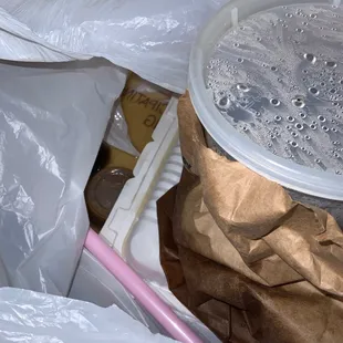 Broth inside of bag. I moved the containers so you can see the liquid.