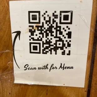 QR code for the menu.