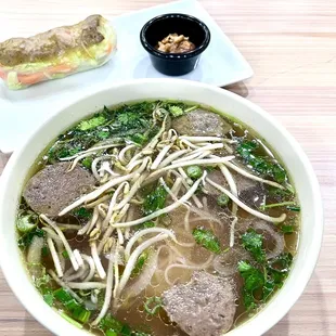Pho and lemongrass beef spring roll