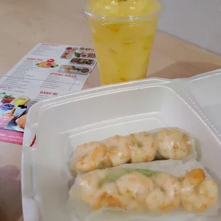 Mango lemonade &amp; spring  rolls