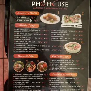 the menu for the restaurant