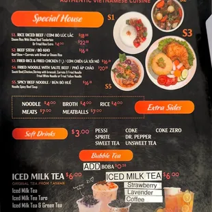 the menu of the restaurant