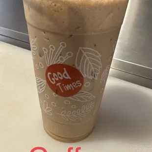 a cup of coffee on a counter