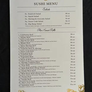Menu Sushi