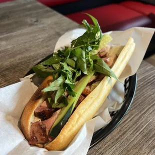 Off menu item: crispy pork belly banh mi!