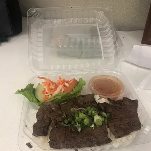 Beef an rice combo