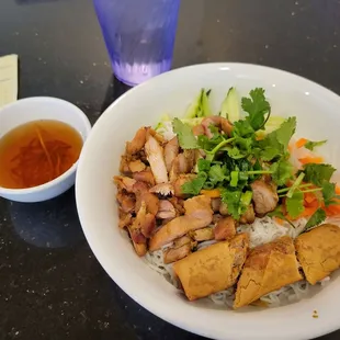 Lemongrass chicken &amp; egg roll vermicelli