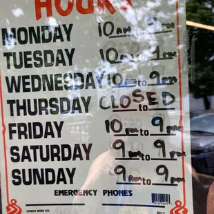 a sign in a store window