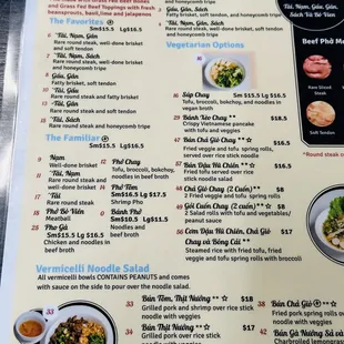 Grassfed Beef  Pho menu, Vegetarian Options and Vermicelli Noodle Salad menu