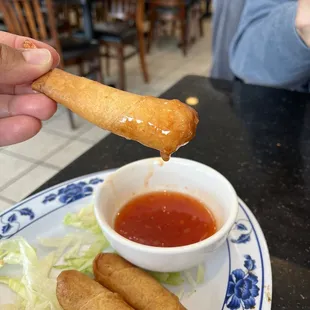 Fried shrimp roll with sweet chili sauce