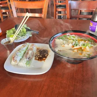 Chicken Spring rolls and Chicken Udon