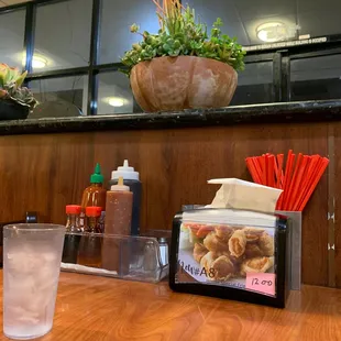 table with food and drinks