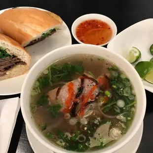 Large Pho Noodle Soup and Vietnamese Banh Mi