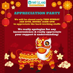 Lunar New Year &amp; Appreciation Party 
Sunday, Jan 29, 2023 Hours 10am-4pm