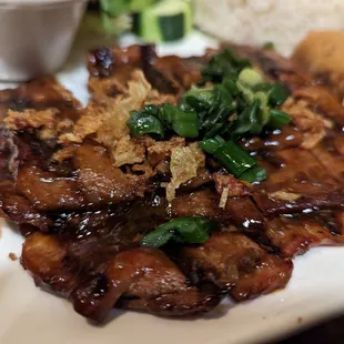 Overly salty grilled pork too much sauce
