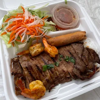 E7. Grilled Shrimp & Egg Roll Over Vermicelli