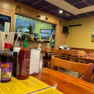 tables and chairs in a restaurant