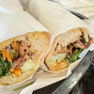 BanhMi Pork--soft baguette--great little sandwich, but needs more cilantro/veggies