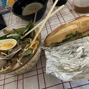 Spicy Beef Noodle Soup and BBQ pork Banh Mi