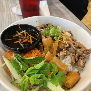 Bun Thit Nuong Cha Gio (grilled pork and egg rolls)