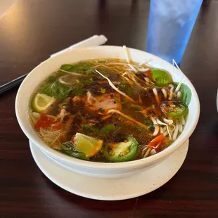 This is the house pho beef combination. With all the extras and no onions for me .