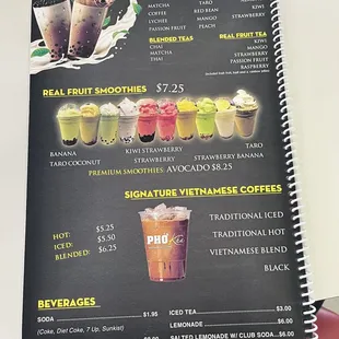 Drink menus