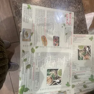 a menu and a cat