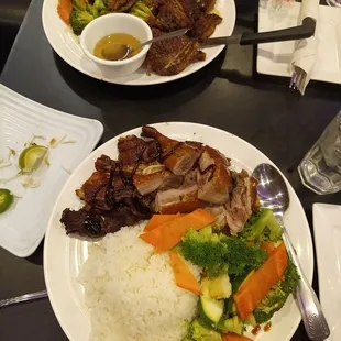 Rice pork chop Vietnamese style and rice roast duck