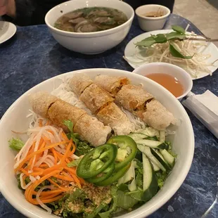 Bun chay Vegetarian Egg Rolls w/ Vermicelli - Bun Cha Gio Chay