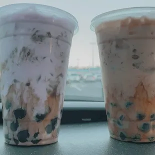 Taro Milk Tea and Black Milk Tea