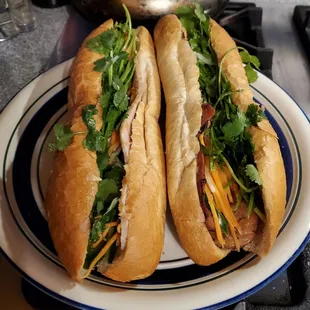 Roast Pork (right) and Vietnamese Ham n Pate (left) Bahn mi sandwiches