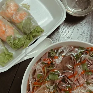 Delivery brisket pho &amp; spring rolls