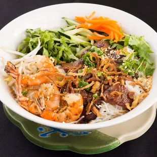 Vermicelli bowl with grill pork and Shrimp