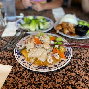 Seafood pan fried noodles delicious