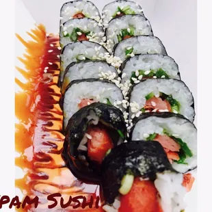 Spam, Rice, Seaweed roll, with homemade teriyaki and sriracha aioli