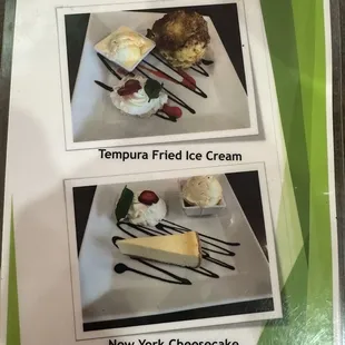 Deserts menu .