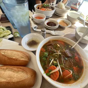 Beef stew, pho &amp; chicken + egg roll vermicelli bowl