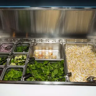 Our self-serve veggie options for any meal from the chicken pho to our chicken Bahn Mi.