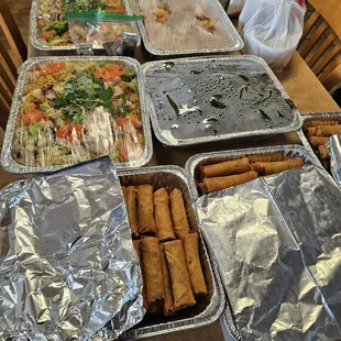 trays of food on a table