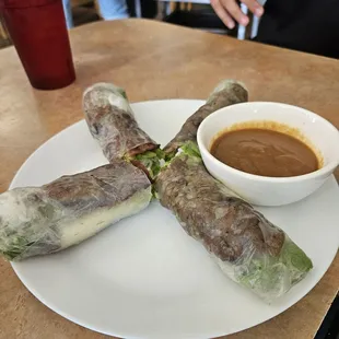 Grilled pork spring rolls