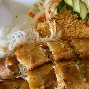 Chicken lumpia cold noodles, I took out the sauce container, hence the empty space.