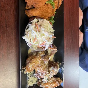 10 wings - great garlic Parmesan and Kicken' Cajun dry rub