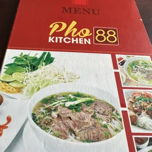 the menu for pho 86