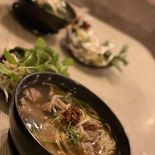 a bowl of soup on a table