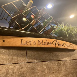 a wooden sign that says let&apos;s make drinks