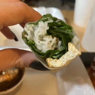 Inside the tofu spring roll