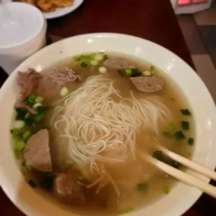 Steak and meatball pho