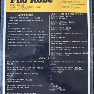 menu